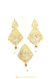 Gold Finished Earrings & Tikka Set by PTJ