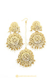 Gold Finished Earrings & Tikka Set by PTJ