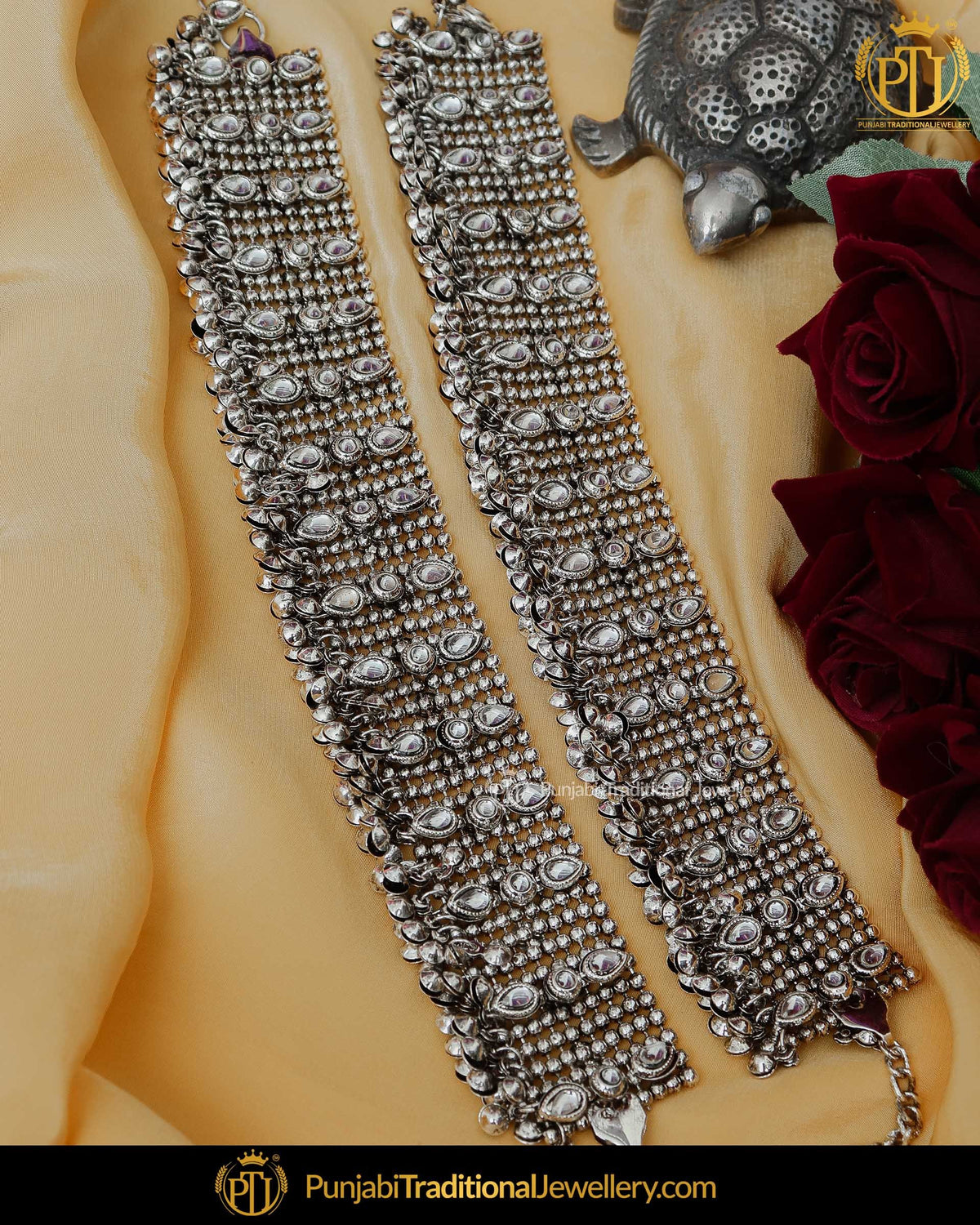 Gold Finished Polki Payal | Punjabi Traditional Jewellery Exclusive