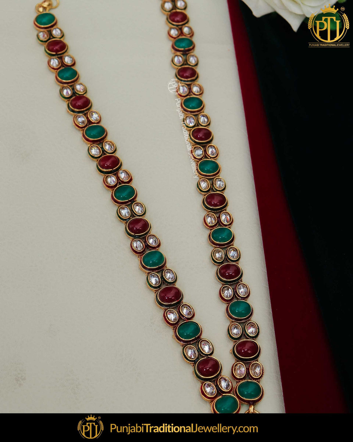 Gold Finished Rubby Emerald Polki Payal | Punjabi Traditional Jewellery Exclusive
