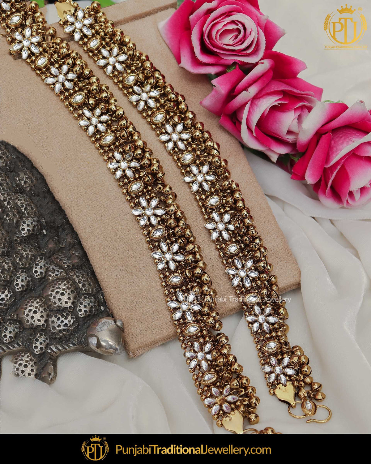 Gold Finished Kundan Stone Payal | Punjabi Traditional Jewellery Exclusive