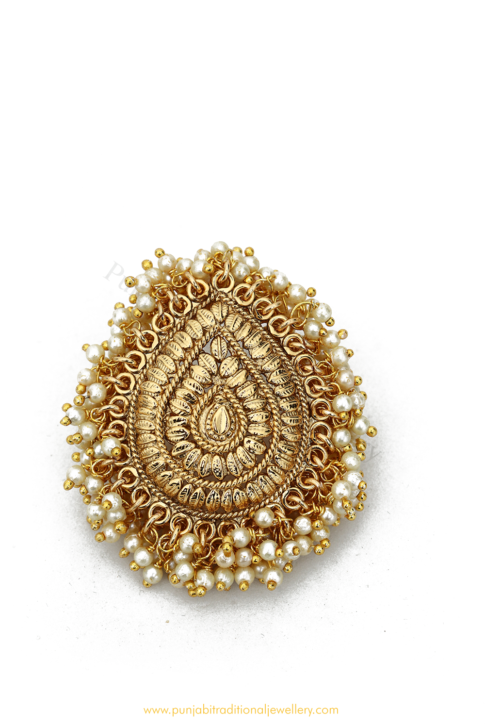 Antique Gold Finished Polki Ring By PTJ