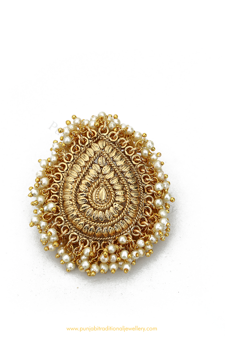 Antique Gold Finished Polki Ring By PTJ