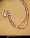 Gold Finished Kundan Without hole Nose Pin with Chain | Punjabi Traditional Jewellery Exclusive