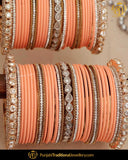 Peach & Gold (For Both Hands) Bangles Set | Punjabi Traditional Jewellery Exclusive