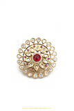 Gold Finished Rubby Kundan Ring By PTJ