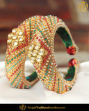Gold Finished Multi Kundan Pearl Karra Bangles (Pair)| Punjabi Traditional Jewellery Exclusive