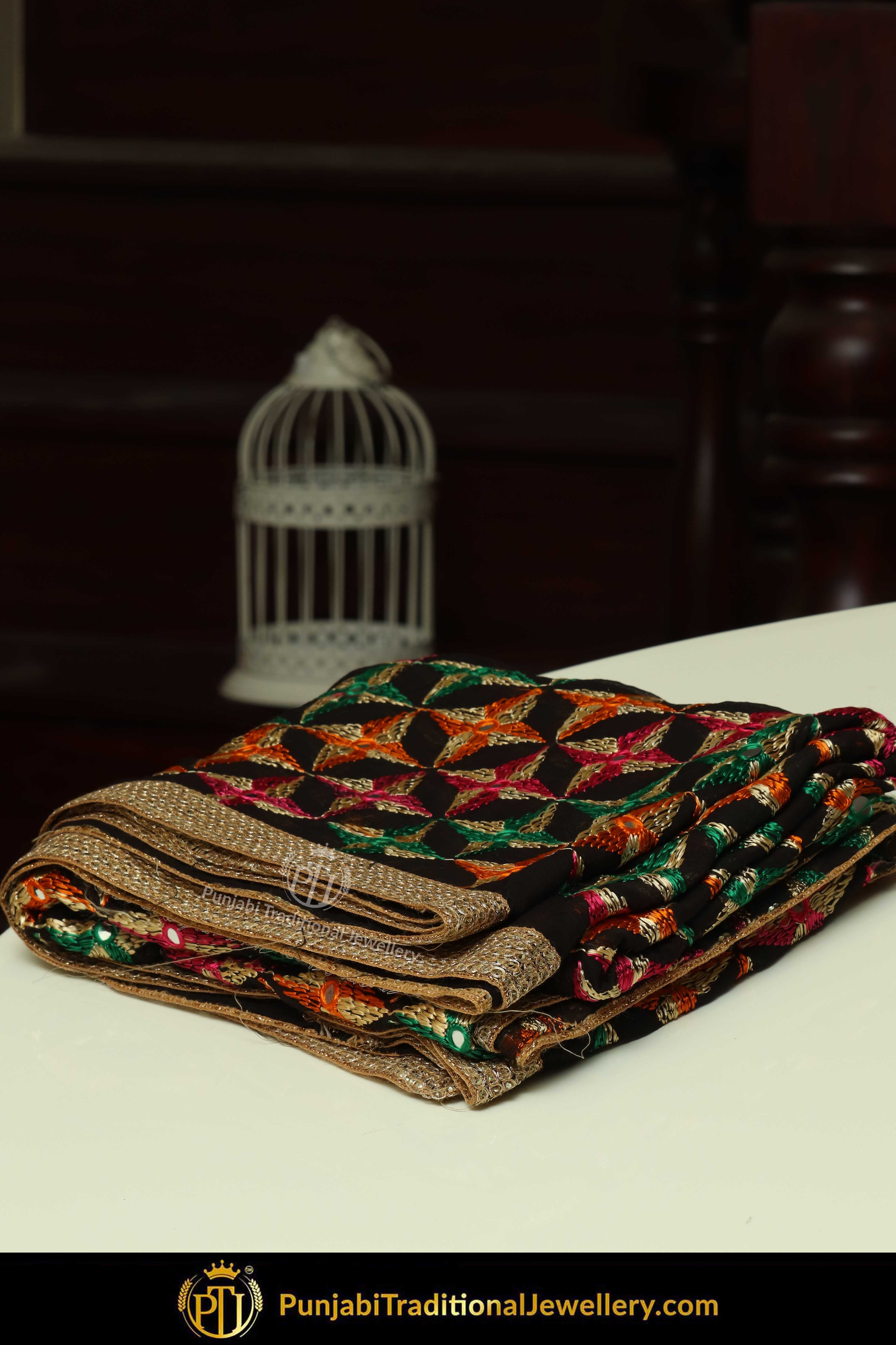 Multi Color Pure Phulkari Dupatta By Punjabi Traditional Jewellery