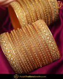 Gold Finished Pearl Bangles Set (Both Hand Pair) | Punjabi Traditional Jewellery Exclusive
