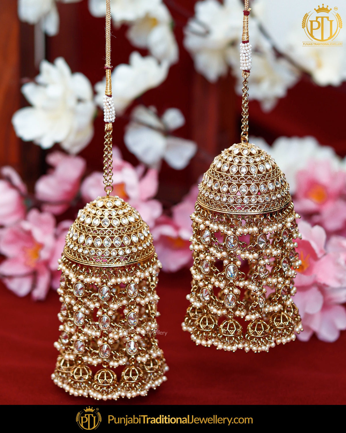 Gold Finished Champagne Stone Pearl Bridal Kalira