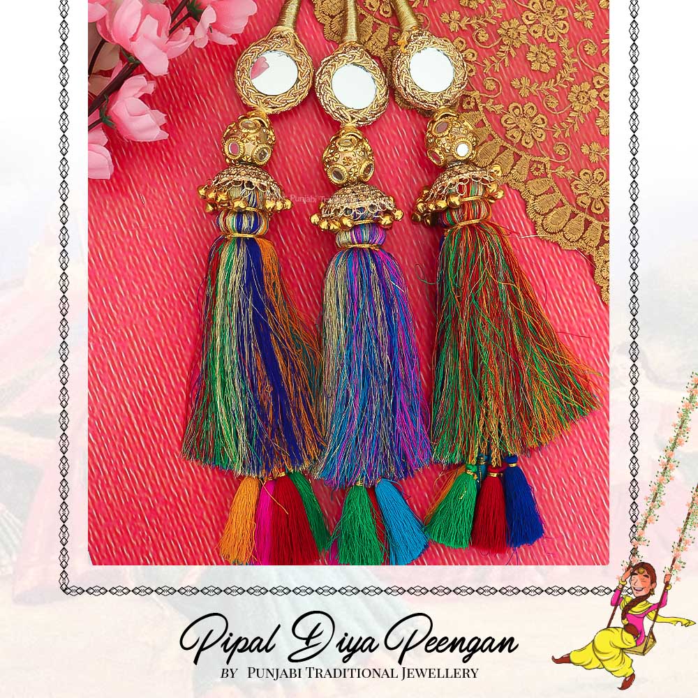 Satrangi Color Prandi Lottan With Mirror | Pipal Diya Peengan by Punjabi Traditional Jewellery Exclusive