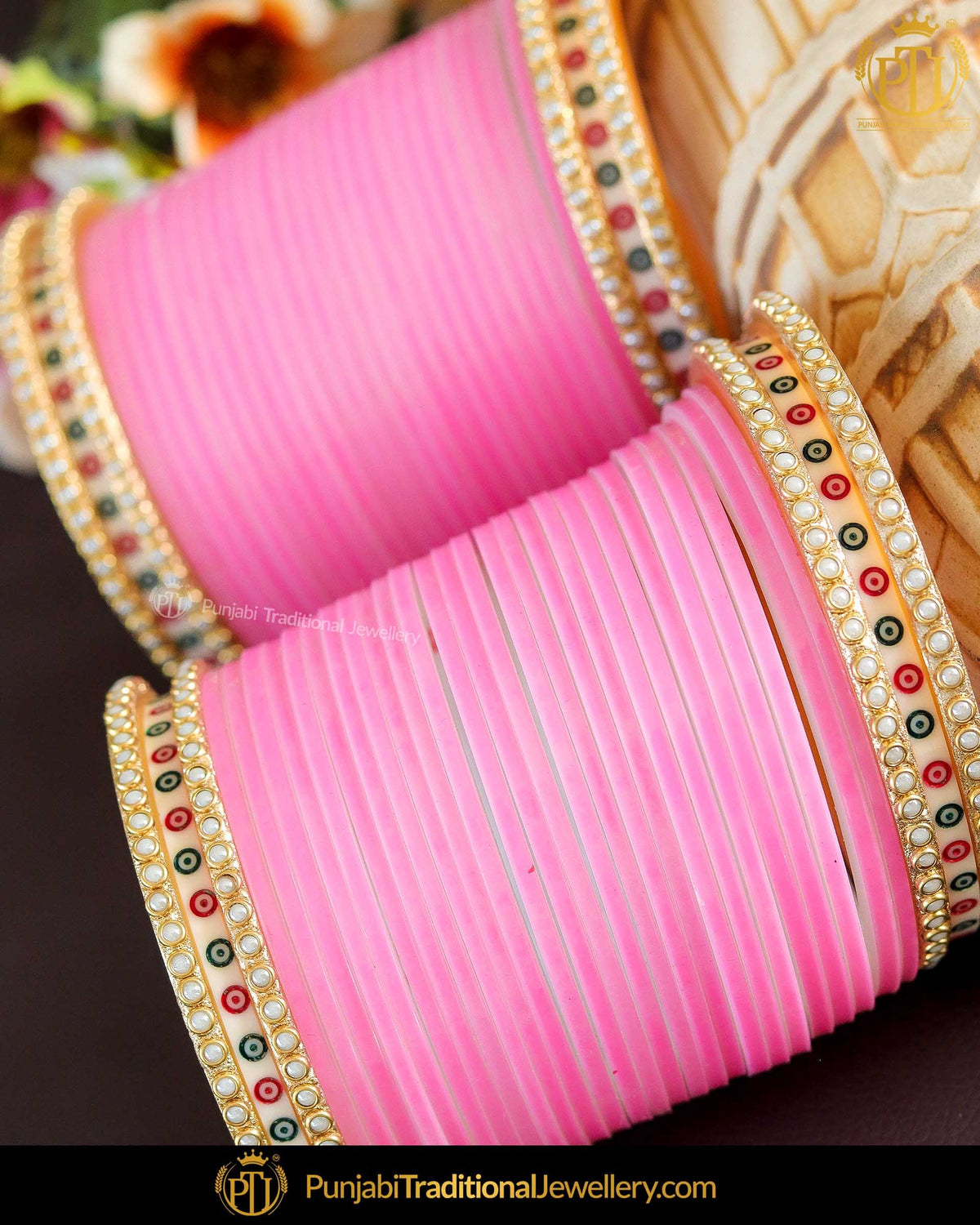 Dotted pearl pink bridal chura | Punjabi Traditional Jewellery Exclusive