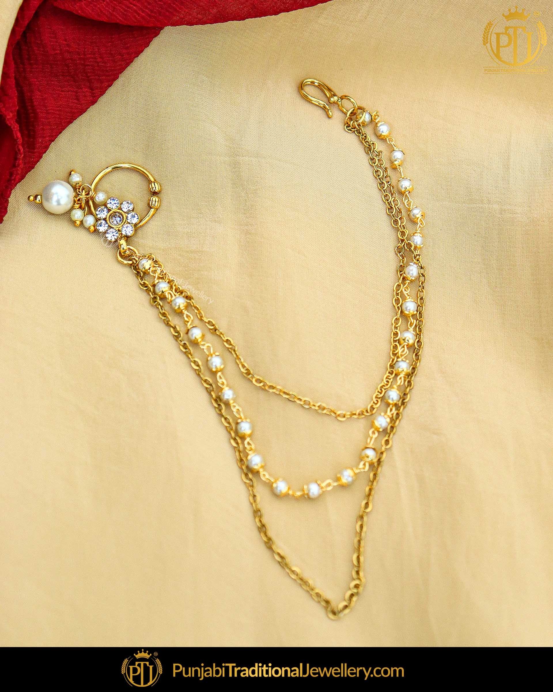 Nose pin with chain online deals