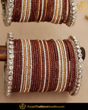 Teal Brown Gold & Silver (For Both Hands) Bangles Set | Punjabi Traditional Jewellery Exclusive