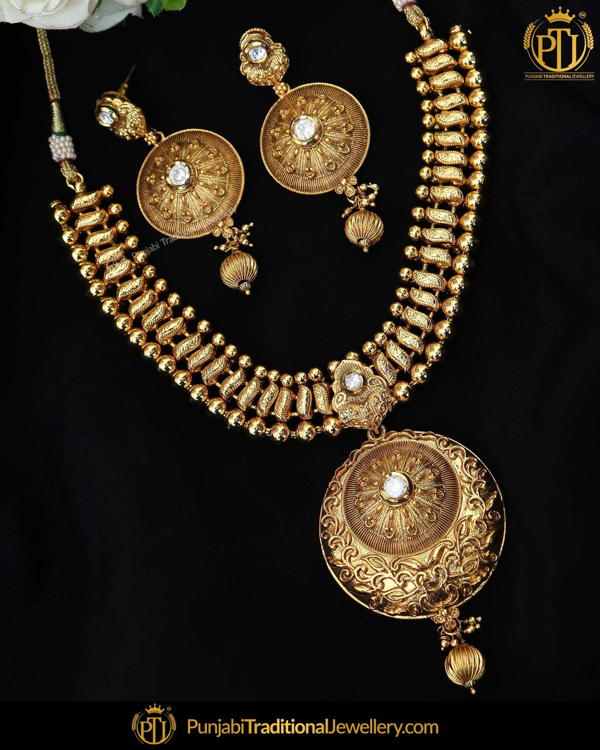 Antique Gold Finished Kundan Necklace Set | Punjabi Traditional Jewellery Exclusive