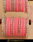 Bubblegum Pink Silver Jerkan (For Both Hands) Bangles Set | Punjabi Traditional Jewellery Exclusive