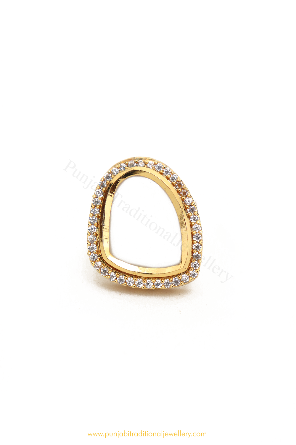 Gold Finished Navratan Kundan Ring By PTJ