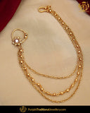 Gold Finished Without hole Nose Pin with Chain | Punjabi Traditional Jewellery Exclusive