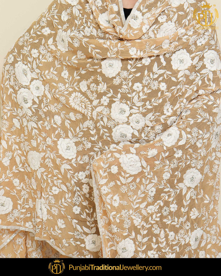 Beige & White Color Phulkari | Punjabi Traditional Jewellery Exclusive