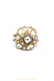 Gold Finished Navratan Kundan Ring By PTJ