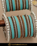 Sky Blue Silver Jerkan (For Both Hands) Bangles Set | Punjabi Traditional Jewellery Exclusive