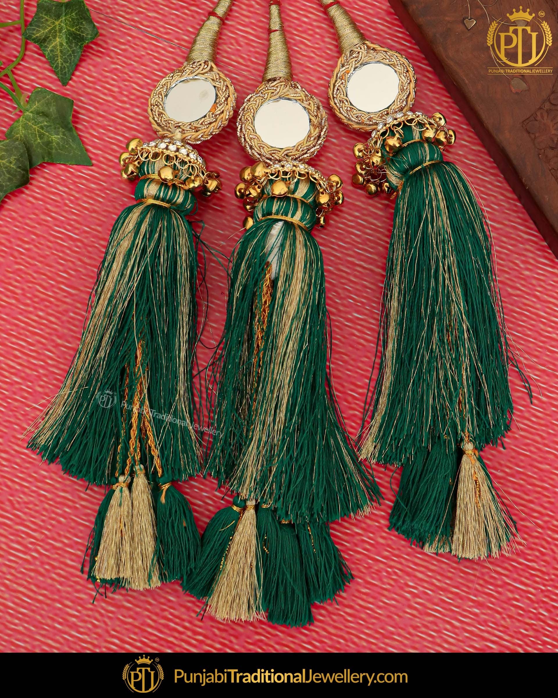 Green Color Prandi Lottan With Mirror | Pipal Diya Peengan by Punjabi Traditional Jewellery Exclusive