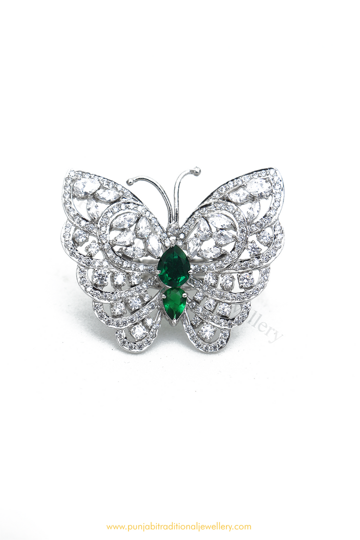 Silver Finished Butterfly Ring By PTJ