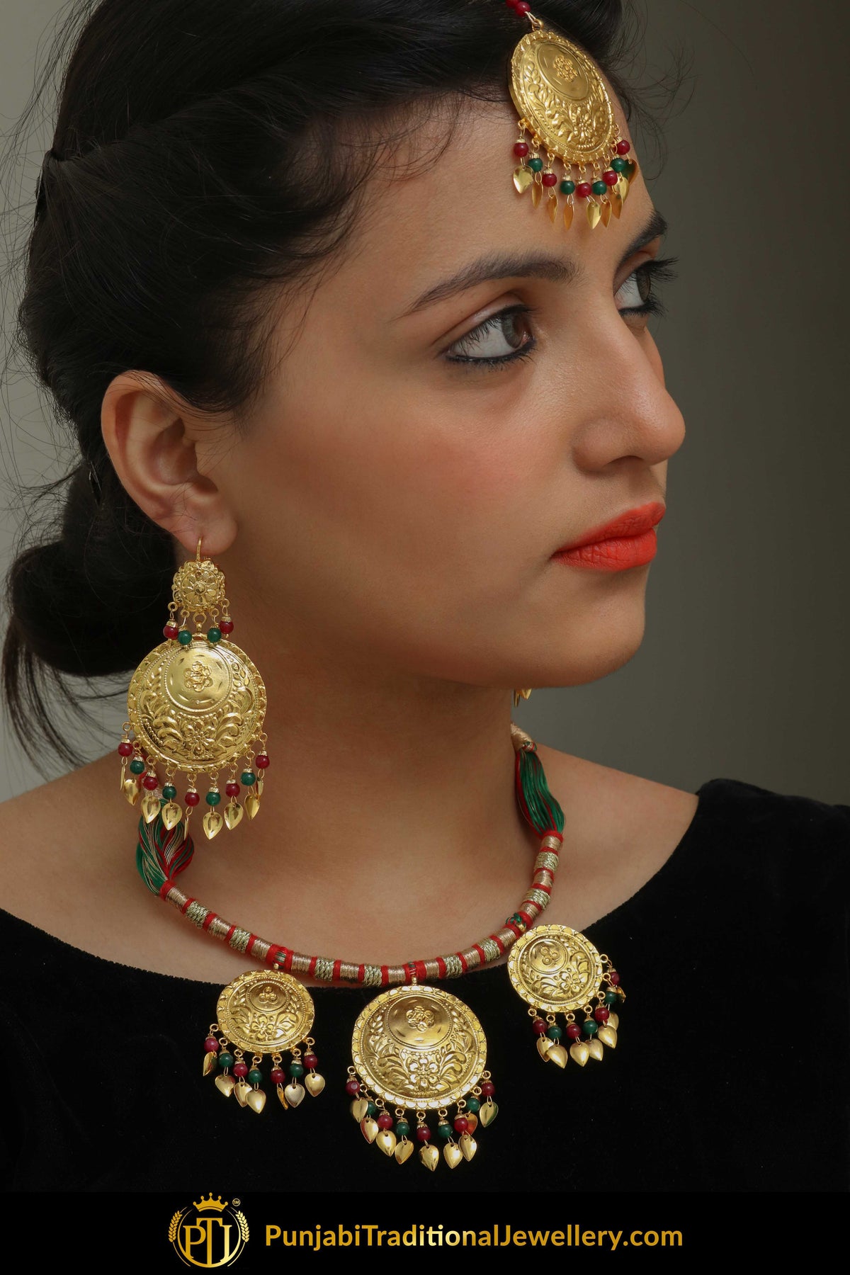 Ilmeeyat Pippal Patti Daakh Necklace, Tikka & Earrings | Punjabi Giddha Jewellery | Punjabi Traditional Jewellery Exclusive