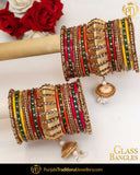 Multi (For Both Hands) Glass Bangles Set | Punjabi Traditional Jewellery Exclusive