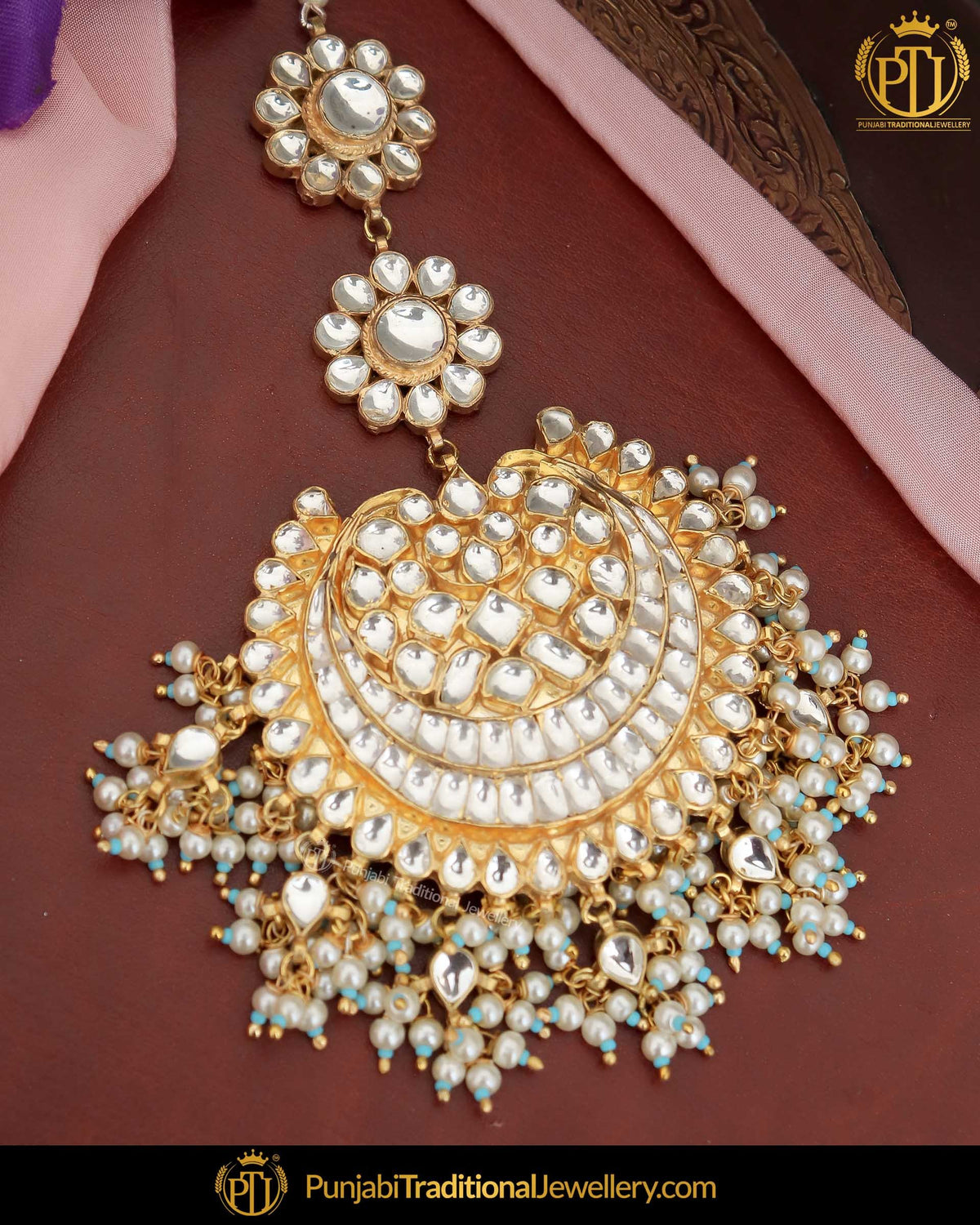 Gold Finished Kundan Pearl Tikka | Punjabi Traditional Jewellery Exclusive