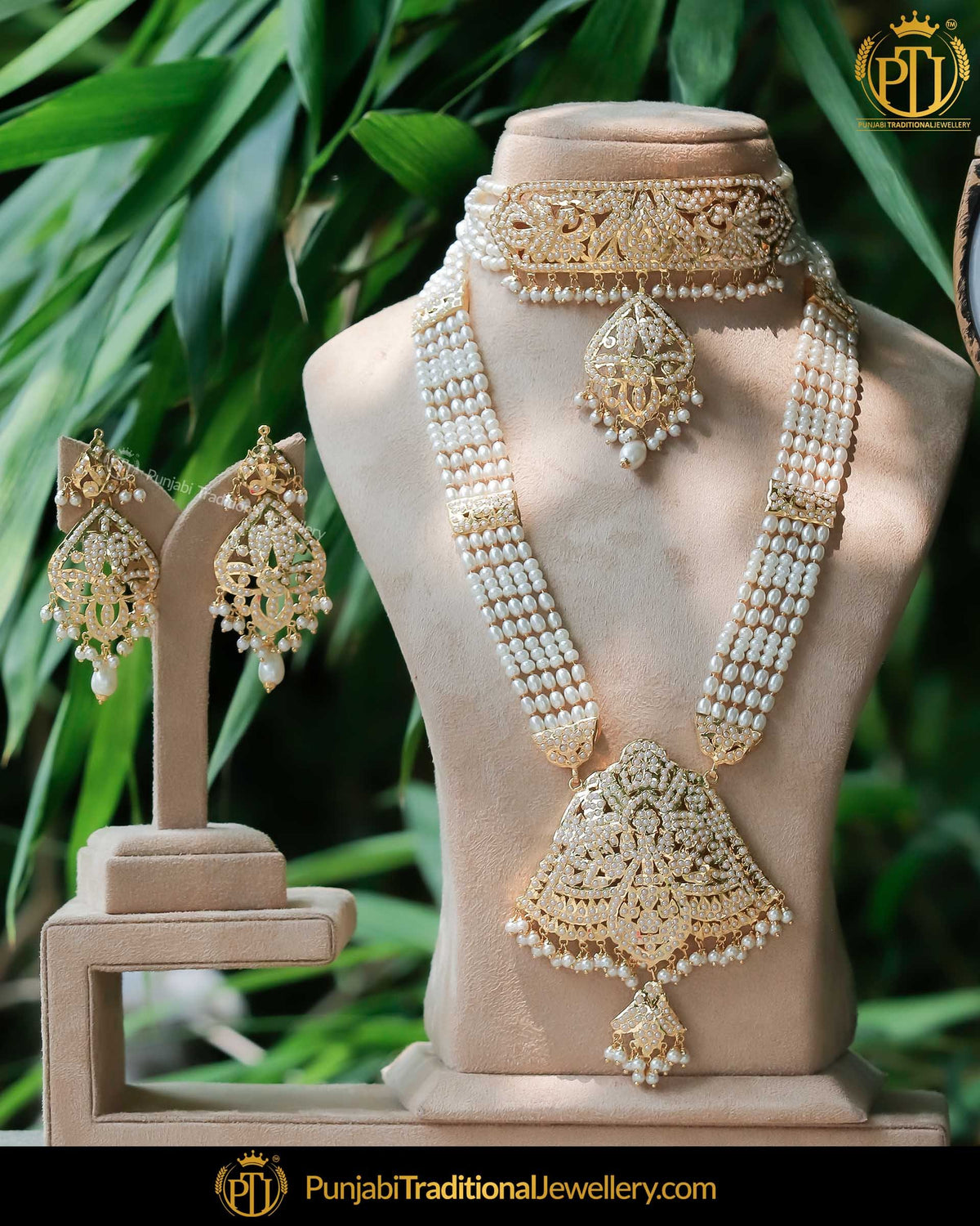 Gold Finished Choker & Rani Haar Jadau Necklace Set | Punjabi Traditional Jewellery Exclusive