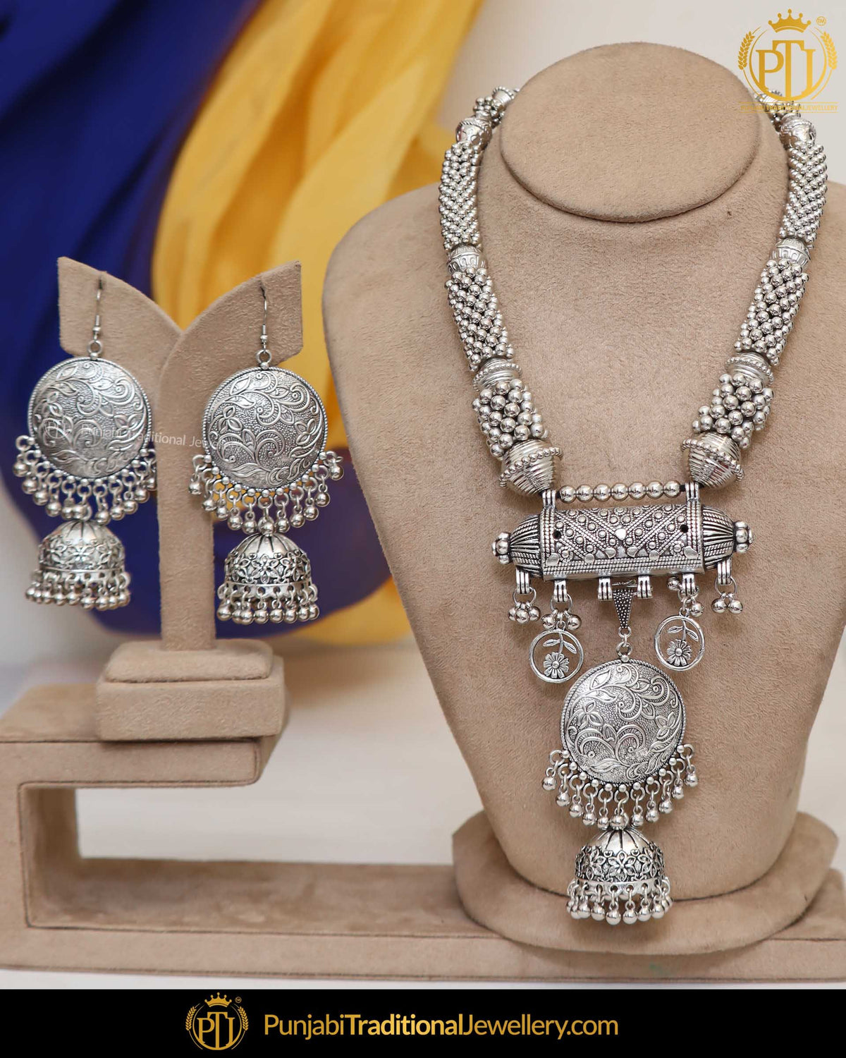 Oxidised Silver Afghan Long Necklace set | Punjabi Traditional Jewellery Exclusive