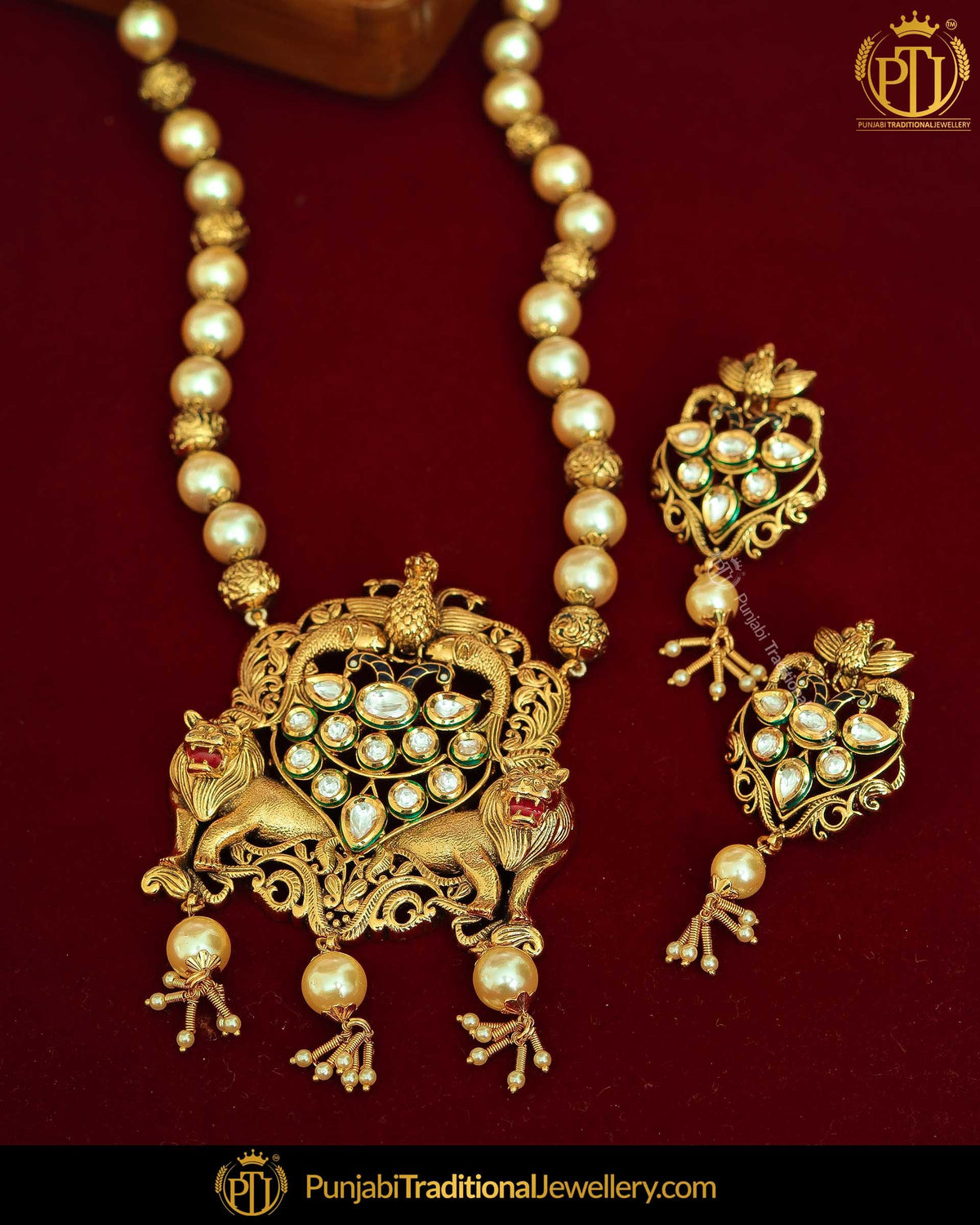 Antique Gold Finished Kundan Mugal Mala Necklace Set | Punjabi Traditional Jewellery Exclusive