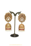 Gold Finished Kundan Jhumki Earrings by PTJ