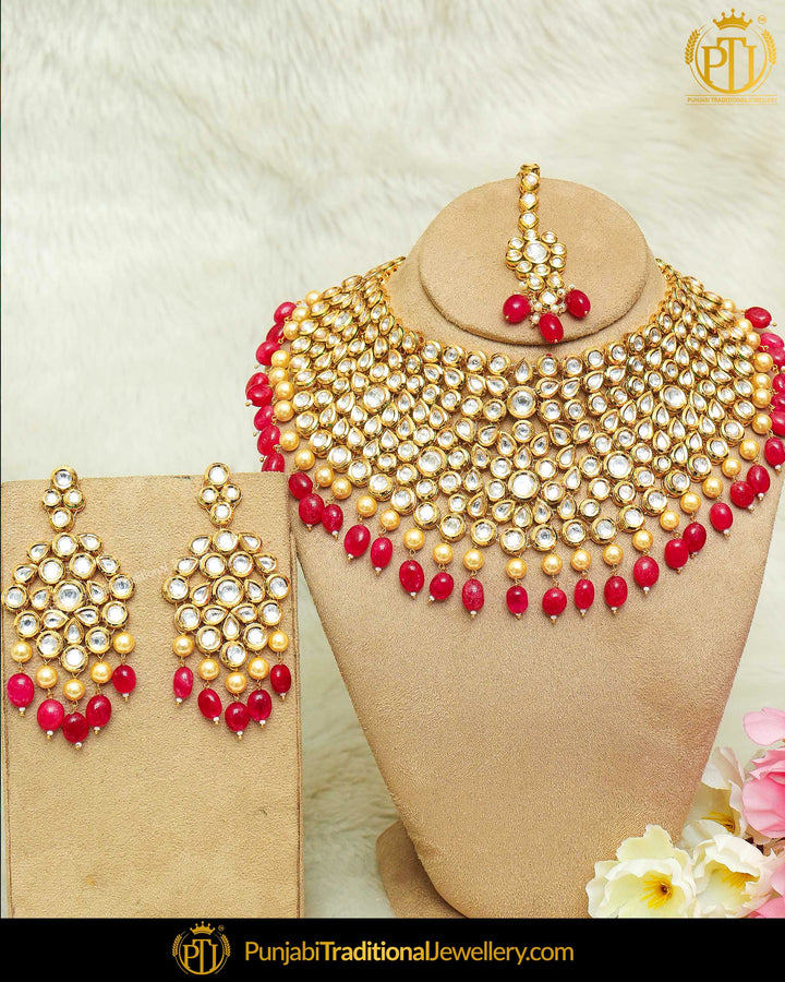 Rubby Kundan Necklace Set By Punjabi Taditional Jewellery
