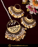 Gold Finished Pearl Pippal Patti Patra Earrring Tikka Set | Punjabi Traditional Jewellery Exclusive