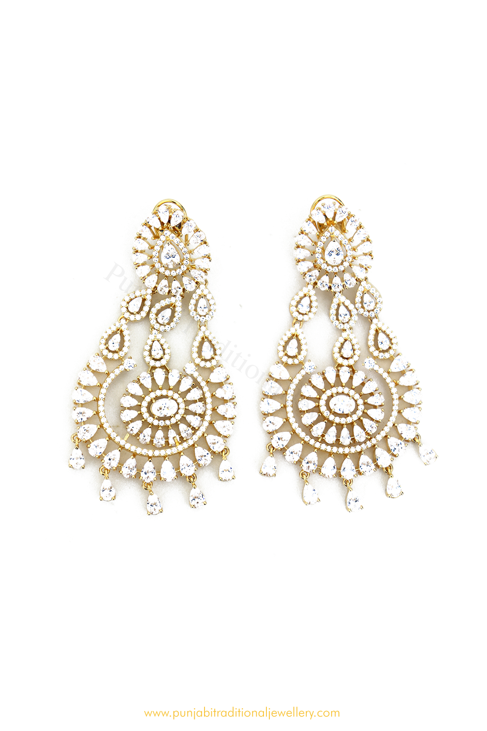 Gold Finished AD Earrings By  PTJ