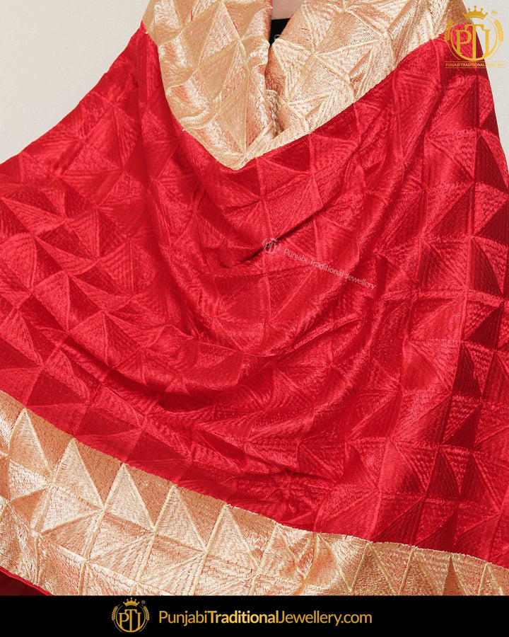 Red Color Phulkari | Punjabi Traditional Jewellery Exclusive