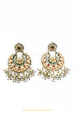 Gold Finished Semi Precious Rubby  Kundan Earrings by PTJ