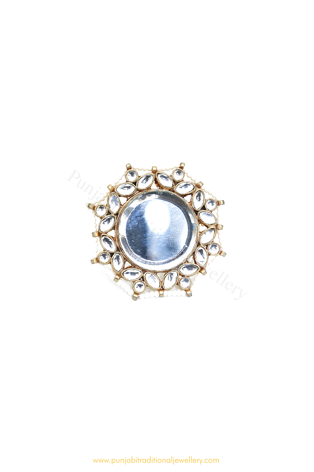 Gold Finished Navratan Kundan Ring By PTJ