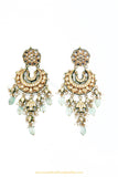 Gold Finished Semi Precious Mint Kundan Earrings by PTJ