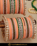 Peach Gold & Silver Jerkan (For Both Hands) Bangles Set | Punjabi Traditional Jewellery Exclusive