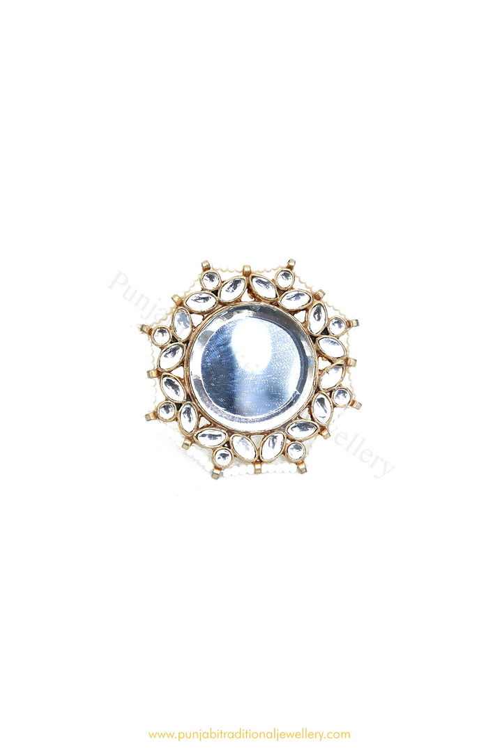 Gold Finished Kundan Ring By PTJ