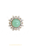 Gold Finished Mint Kundan Ring By PTJ