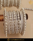 Silver Jerkan Pearl (For Both Hands) Bangles Set | Punjabi Traditional Jewellery Exclusive