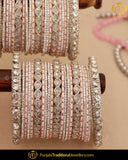 Blush Pink Silver Jerkan (For Both Hands) Bangles Set | Punjabi Traditional Jewellery Exclusive
