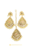 Gold Finished Earrings & Tikka Set by PTJ