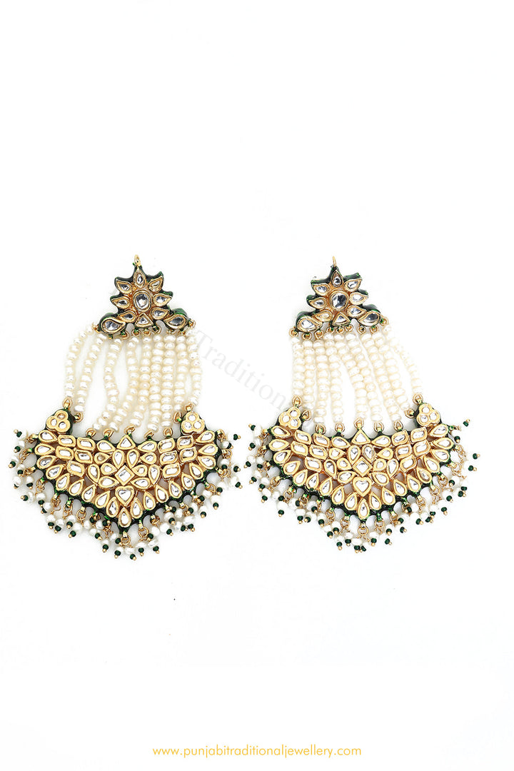 Gold Finished Semi Precious Kundan Earrings by PTJ