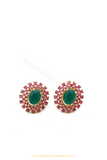 Gold Finished Rubby Emerald AD Studs By PTJ