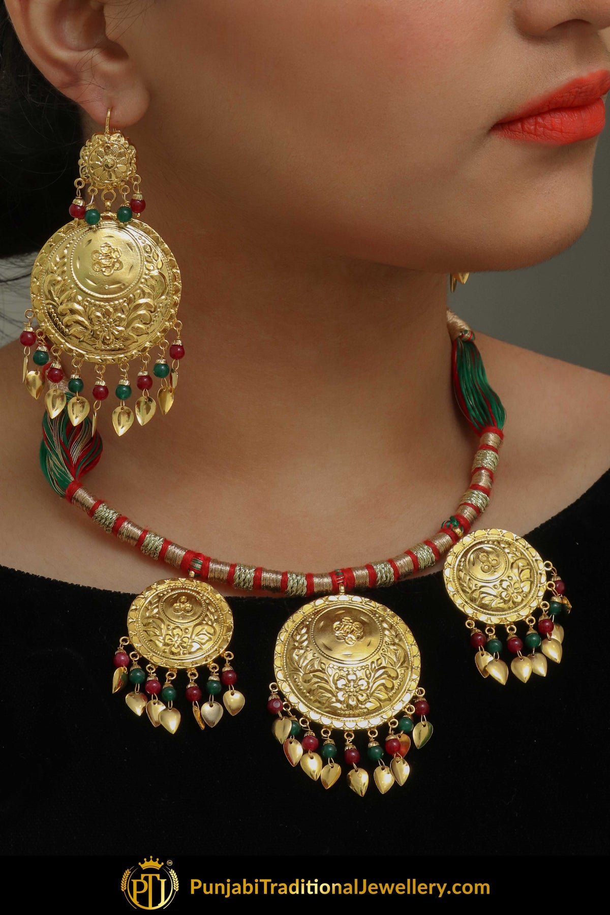Ilmeeyat Pippal Patti Daakh Necklace, Tikka & Earrings | Punjabi Giddha Jewellery | Punjabi Traditional Jewellery Exclusive